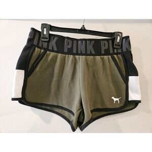 PINK Victoria's Secret Fleece Shorts Olive Lounge Workout Running Women's Medium